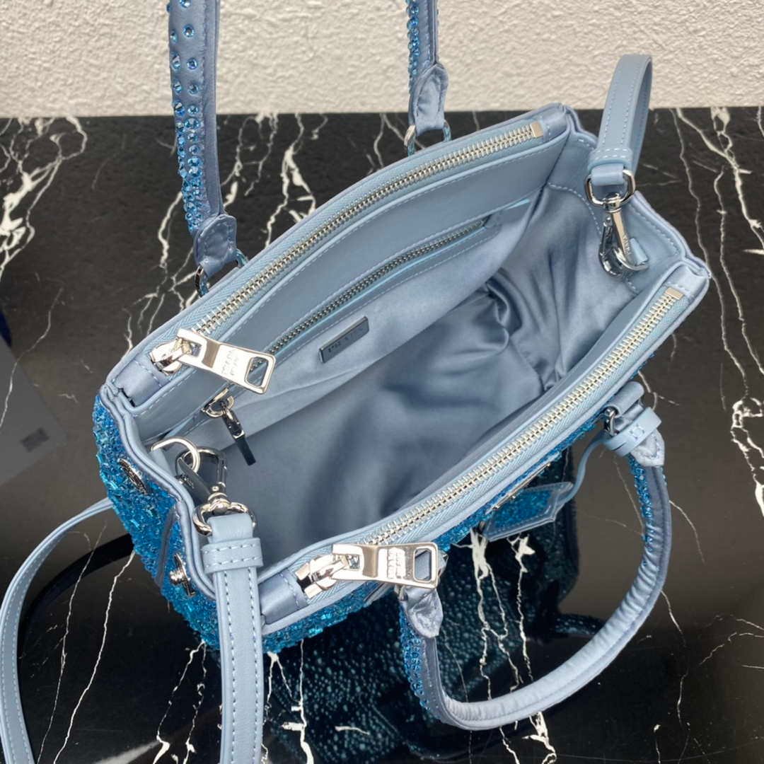 Prada 1BA896 Prada Galleria Saffiano leather small bag Blue