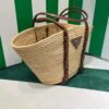 Replica Prada 1BG312 Straw and Leather Tote Apricot