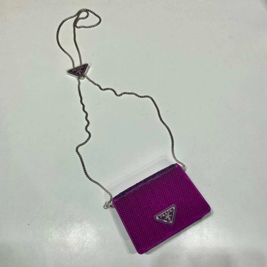 Replica Prada sequins-studded card holder with shoulder strap 1MR024 Purple