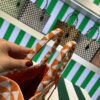 Replica Prada 1BA354 Small Prada Symbole jacquard fabric handbag Orange White