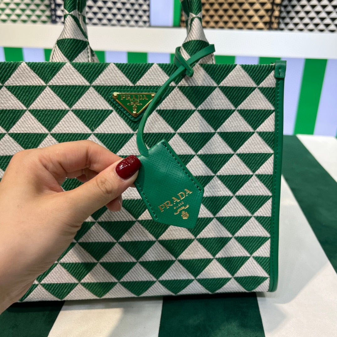 Replica Prada 1BA354 Small Prada Symbole jacquard fabric handbag Green White