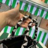 Replica Prada 1BA354 Small Prada Symbole jacquard fabric handbag Black White
