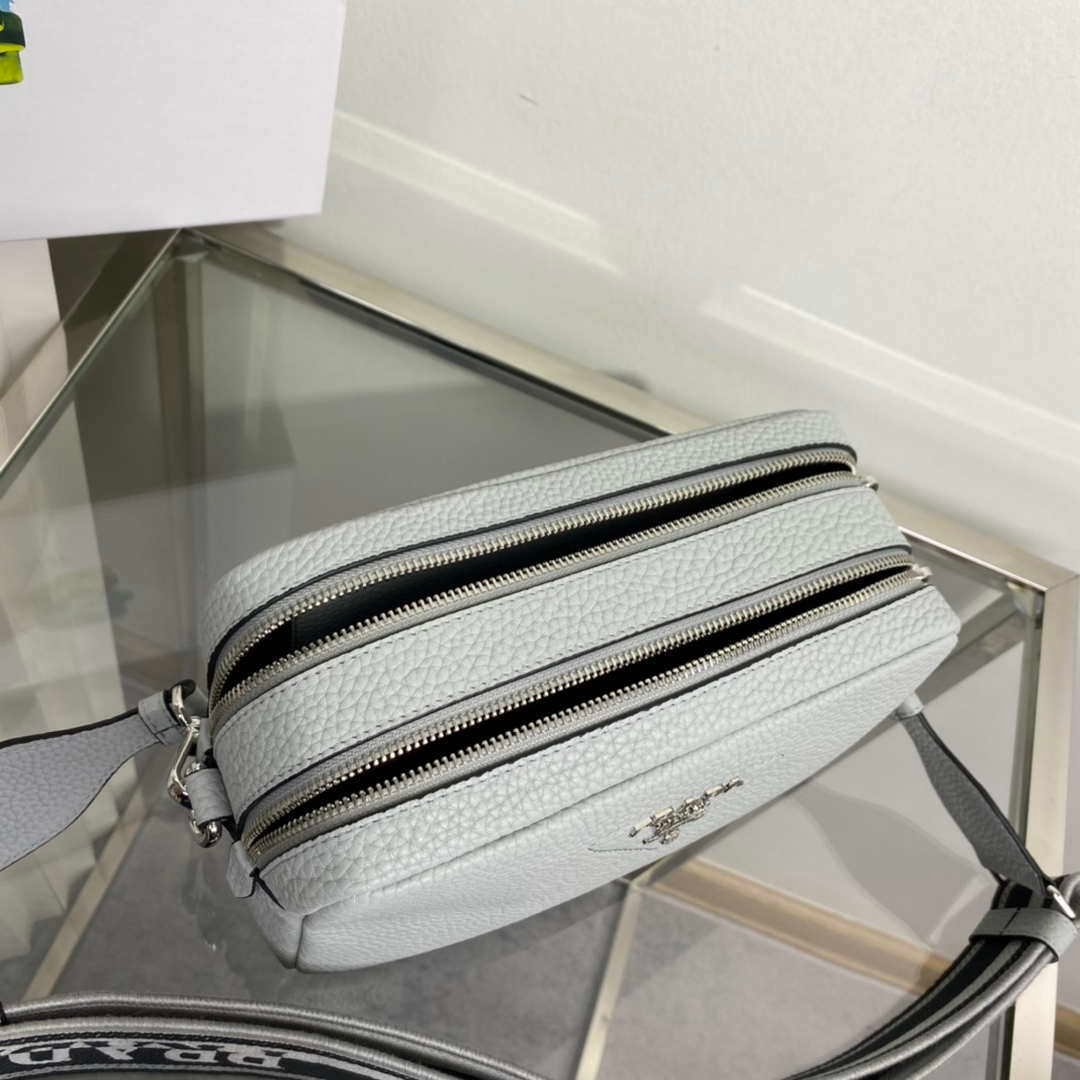 Prada Leather bag with shoulder strap 1BH082 Gray