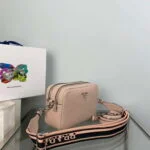 Prada Leather bag with shoulder strap 1BH082 Pink