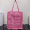 Replica Prada 1BG393 Raffia tote bag Rose red