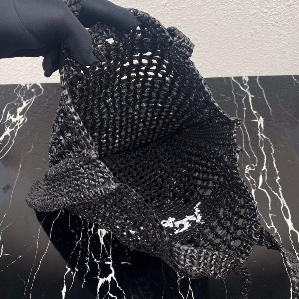 Replica Prada 1BG393 Raffia tote bag Black