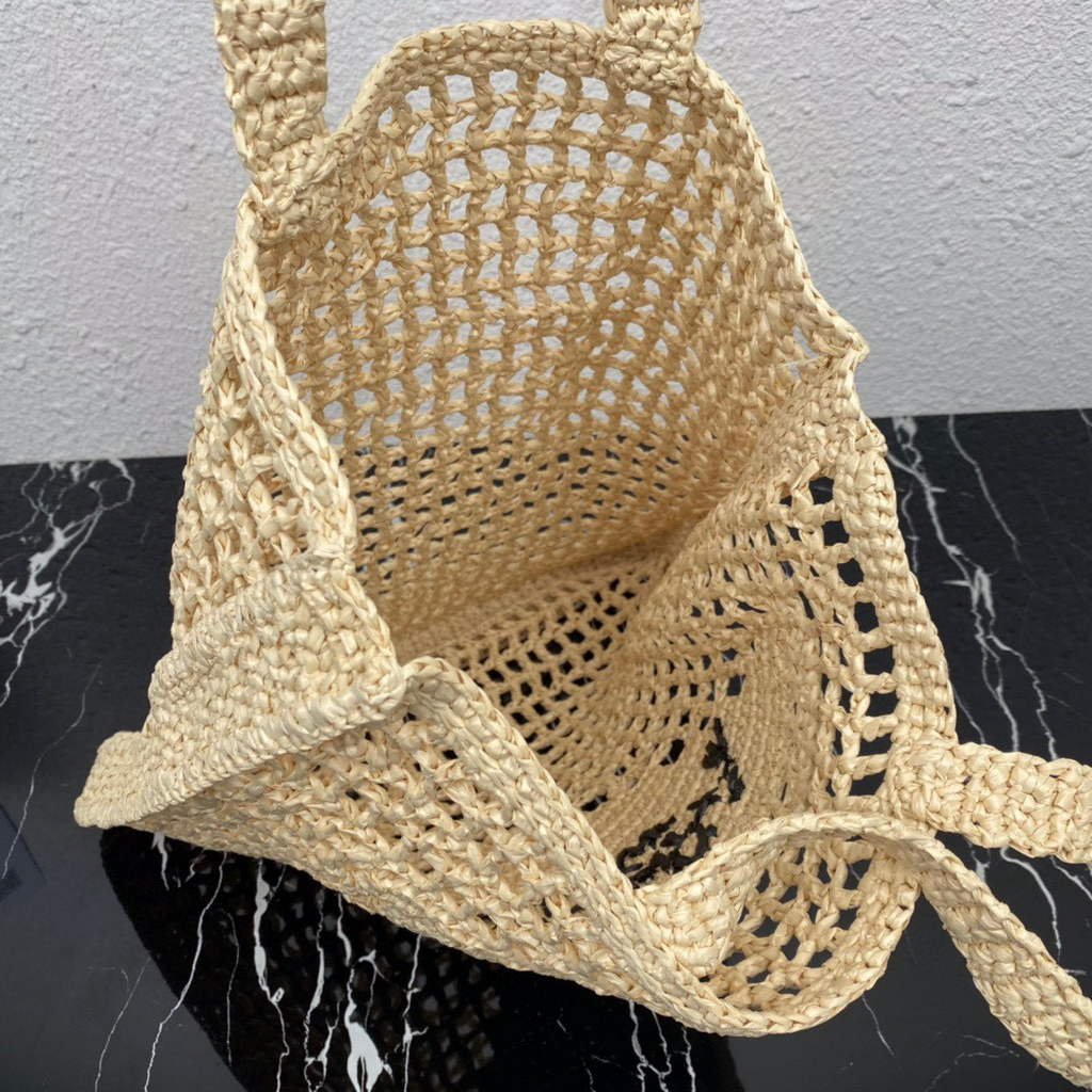 Replica Prada 1BG393 Raffia tote bag Apricot