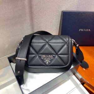 Prada 1BD320 Prada Emblème Saffiano Shoulder Bag Green