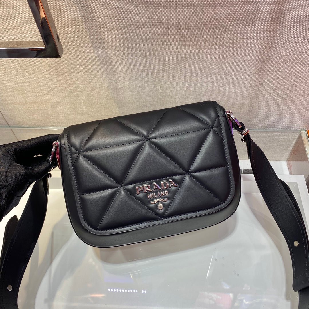 Prada 1BD283 Women's Spectrum Leather Shoulder Bag Black