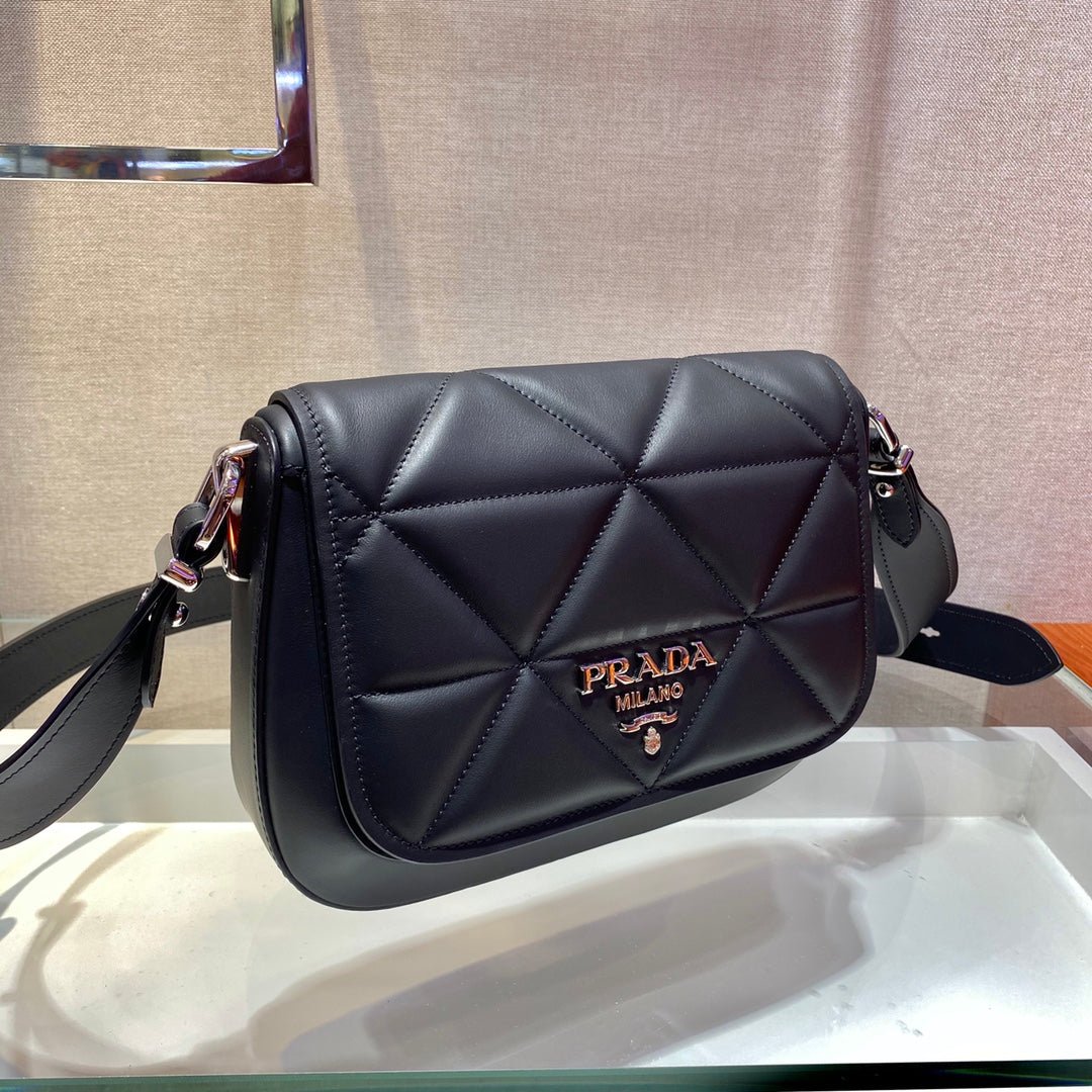 Prada 1BD283 Women's Spectrum Leather Shoulder Bag Black
