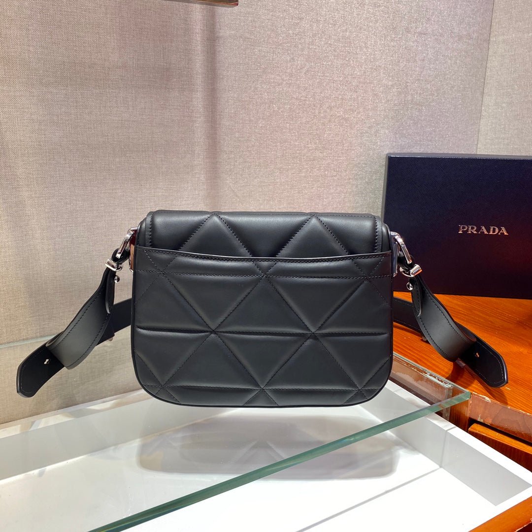 Prada 1BD283 Women's Spectrum Leather Shoulder Bag Black