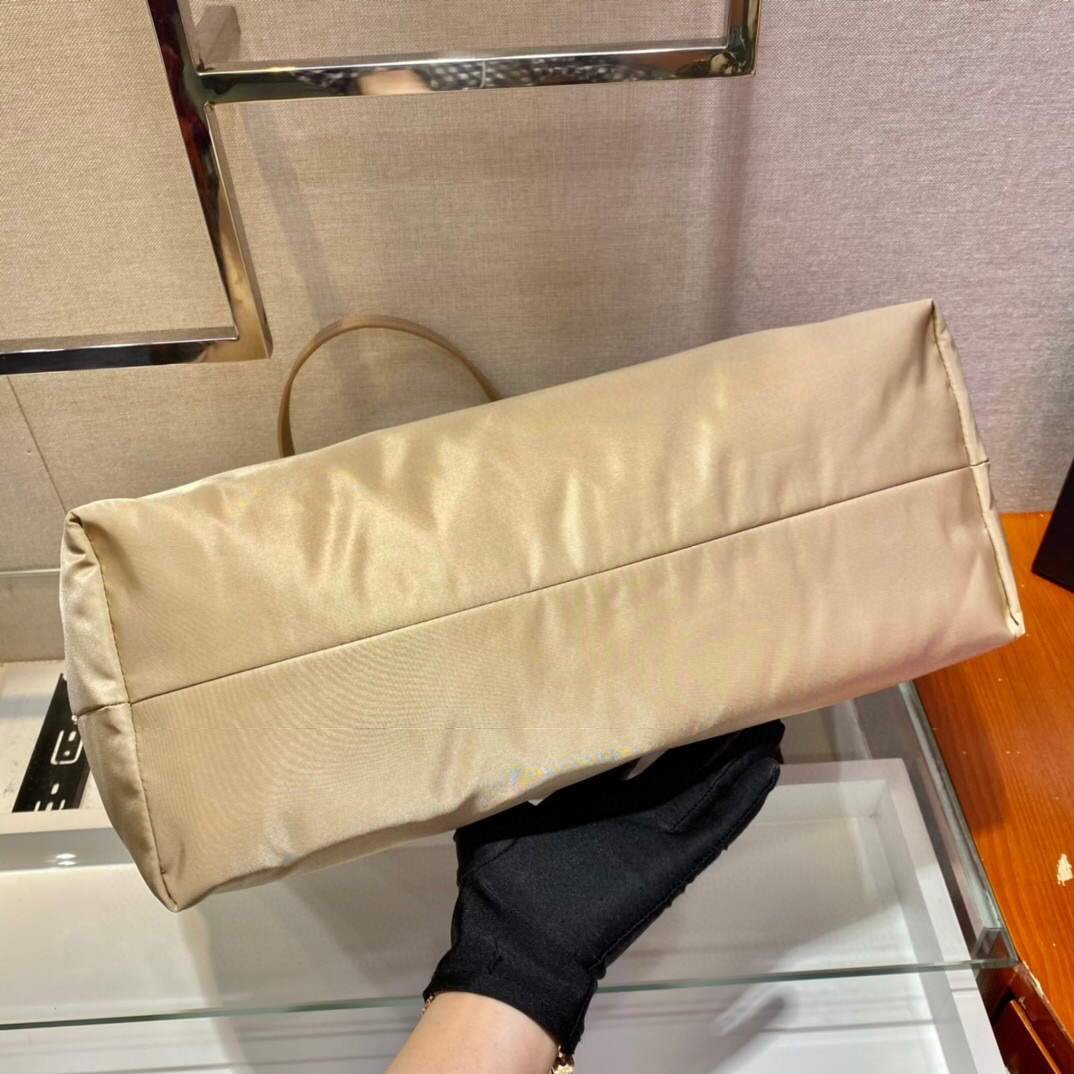 Replica Prada 1BG107 Re Nylon Medium Tote Bag Apricot