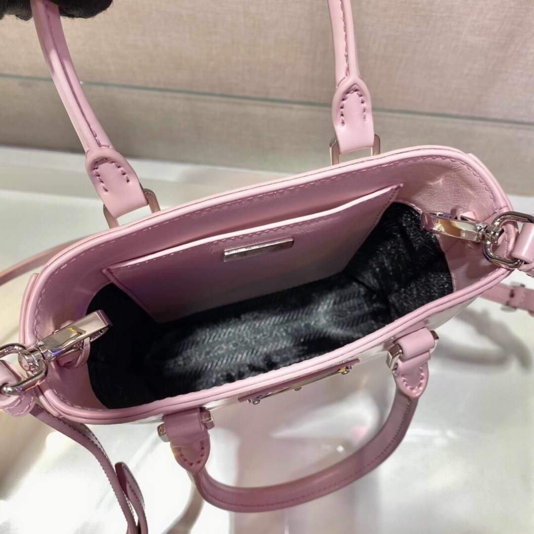 Replica Prada 1BA331 Small Brushed Leather Tote Pink
