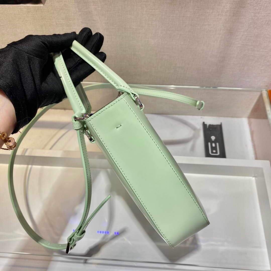 Replica Prada 1BA331 Small Brushed Leather Tote Light Green