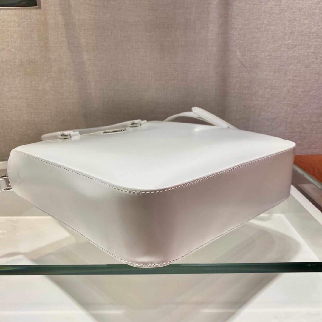 Prada 1BA330 Brushed Leather Tote Bag White