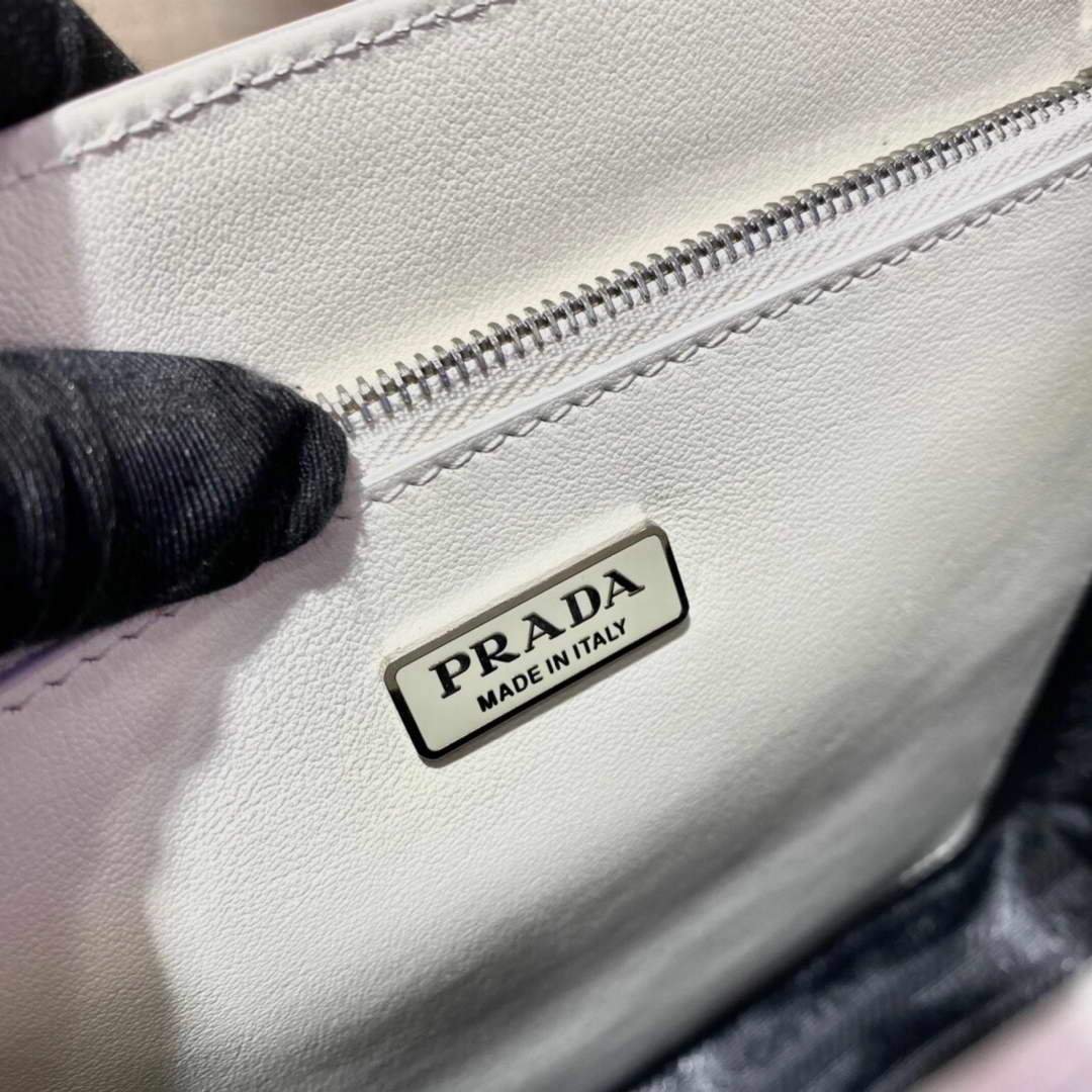 Prada 1BA330 Brushed Leather Tote Bag White