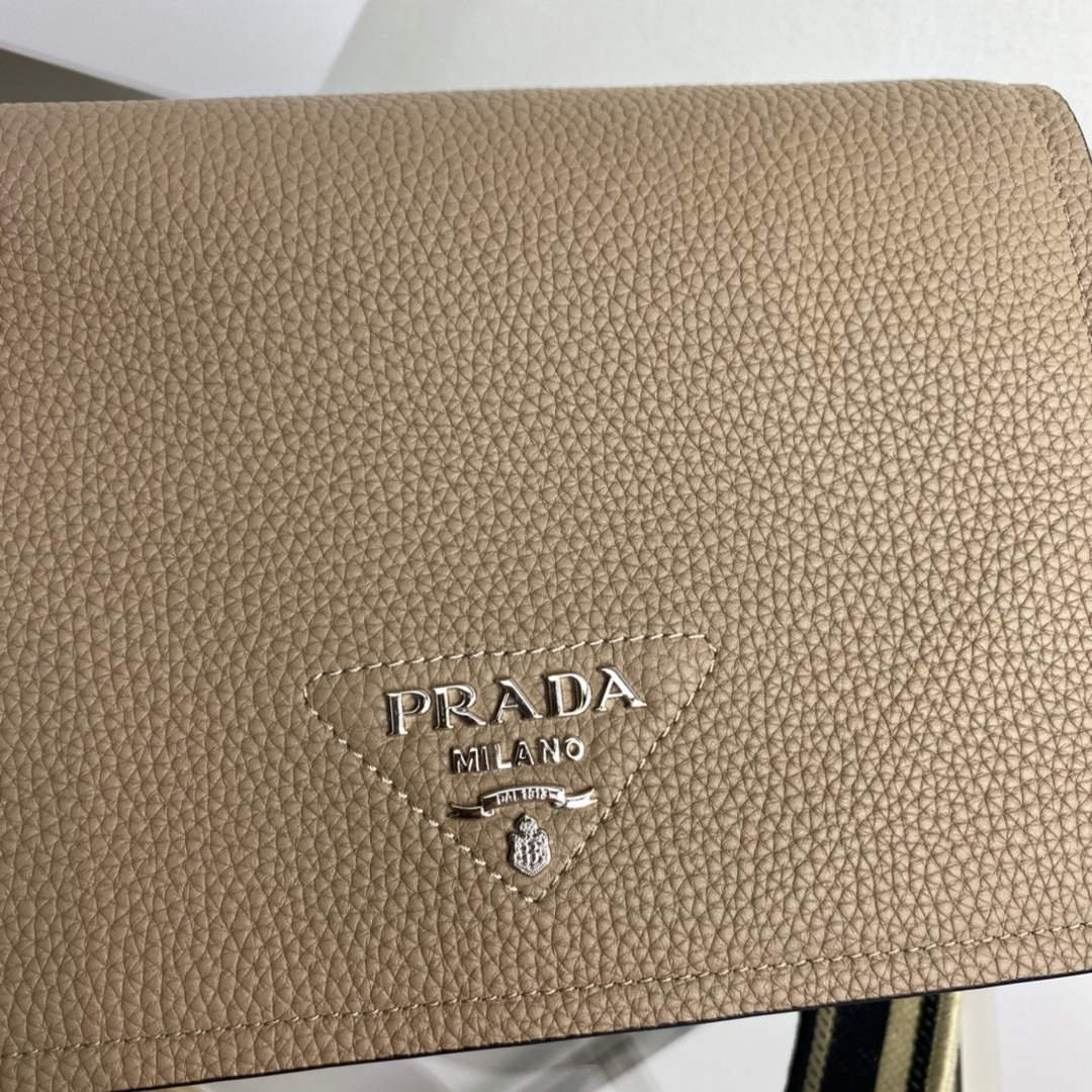 Prada 1BD314 Leather shoulder bag Clay Gray