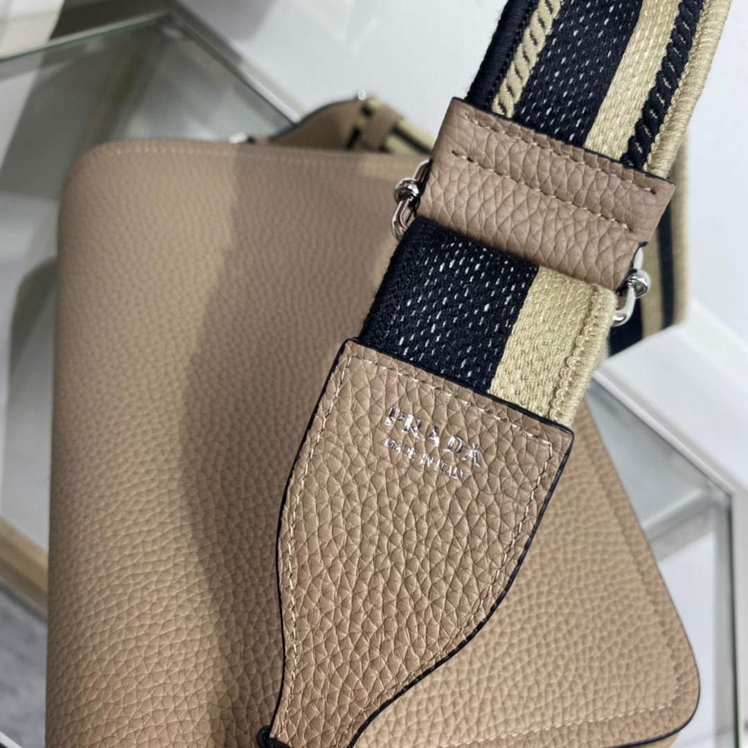 Prada 1BD314 Leather shoulder bag Clay Gray