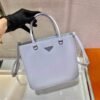 Replica Prada 1BA330 Brushed Leather Tote Bag Light Blue