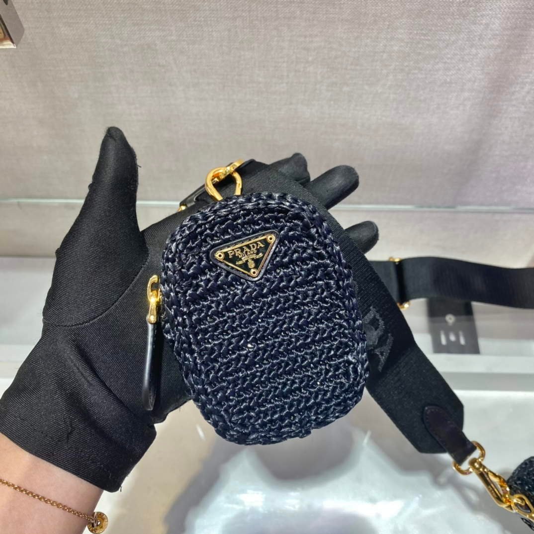 Prada 1BH204 Prada Re-Edition 2005 Raffia Bag in Black