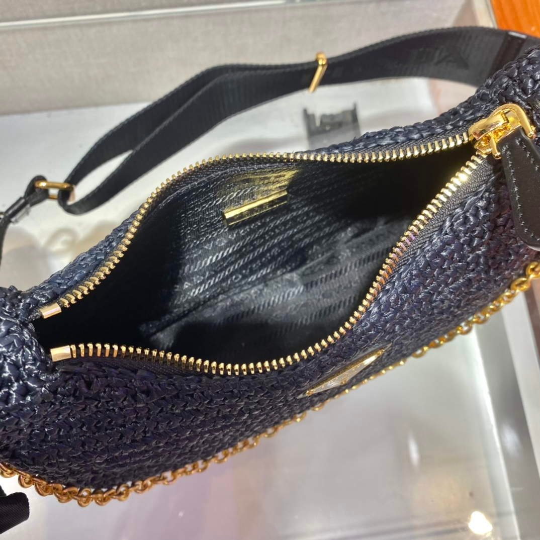 Prada 1BH204 Prada Re-Edition 2005 Raffia Bag in Black