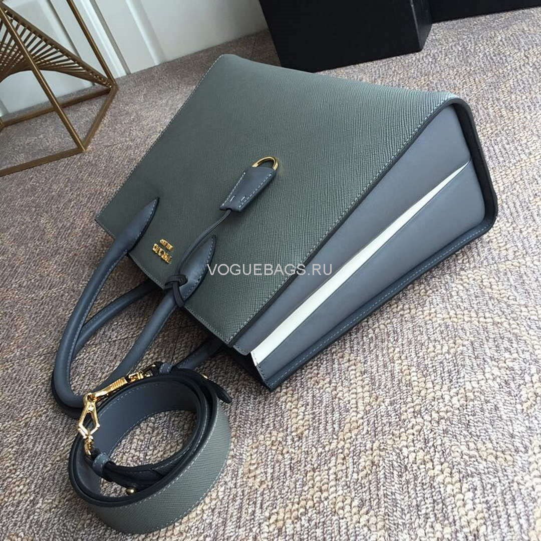 Replica Prada 1BA153 Large Saffiano Leather Handbag in Gray
