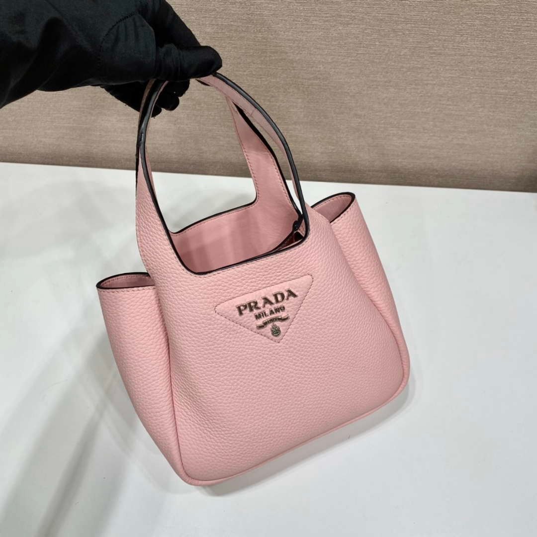 Prada 1BG335 Tote Leather Bucket Handbag Pink