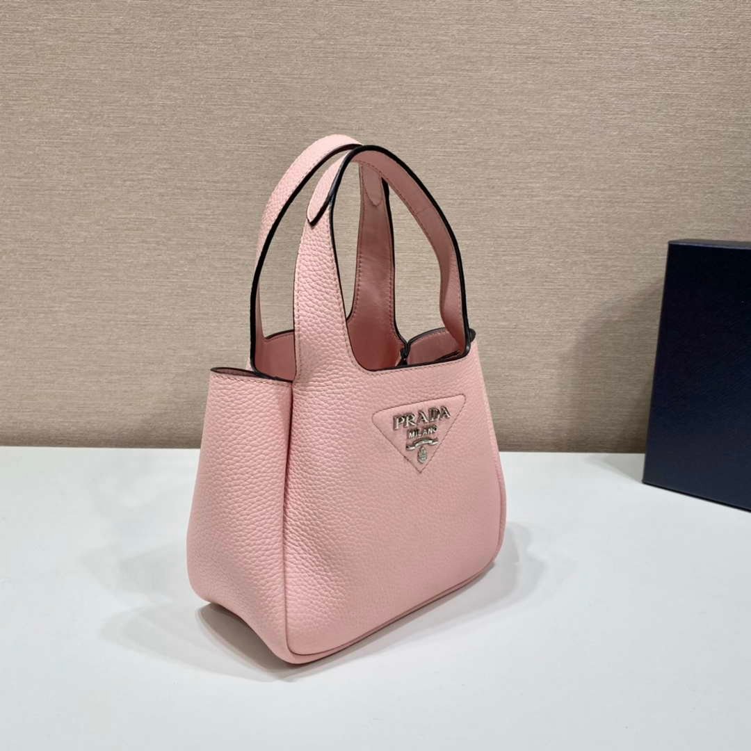 Prada 1BG335 Tote Leather Bucket Handbag Pink
