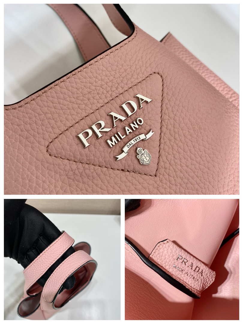 Prada 1BG335 Tote Leather Bucket Handbag Pink