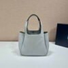 Prada 1BG335 Tote Leather Bucket Handbag Light Blue