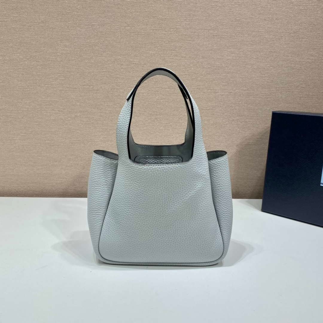 Prada 1BG335 Tote Leather Bucket Handbag Light Blue