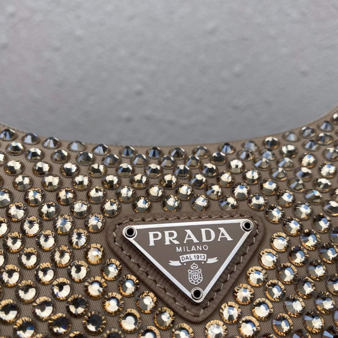 Prada 1NE515 Satin mini-bag with artificial crystals apricot
