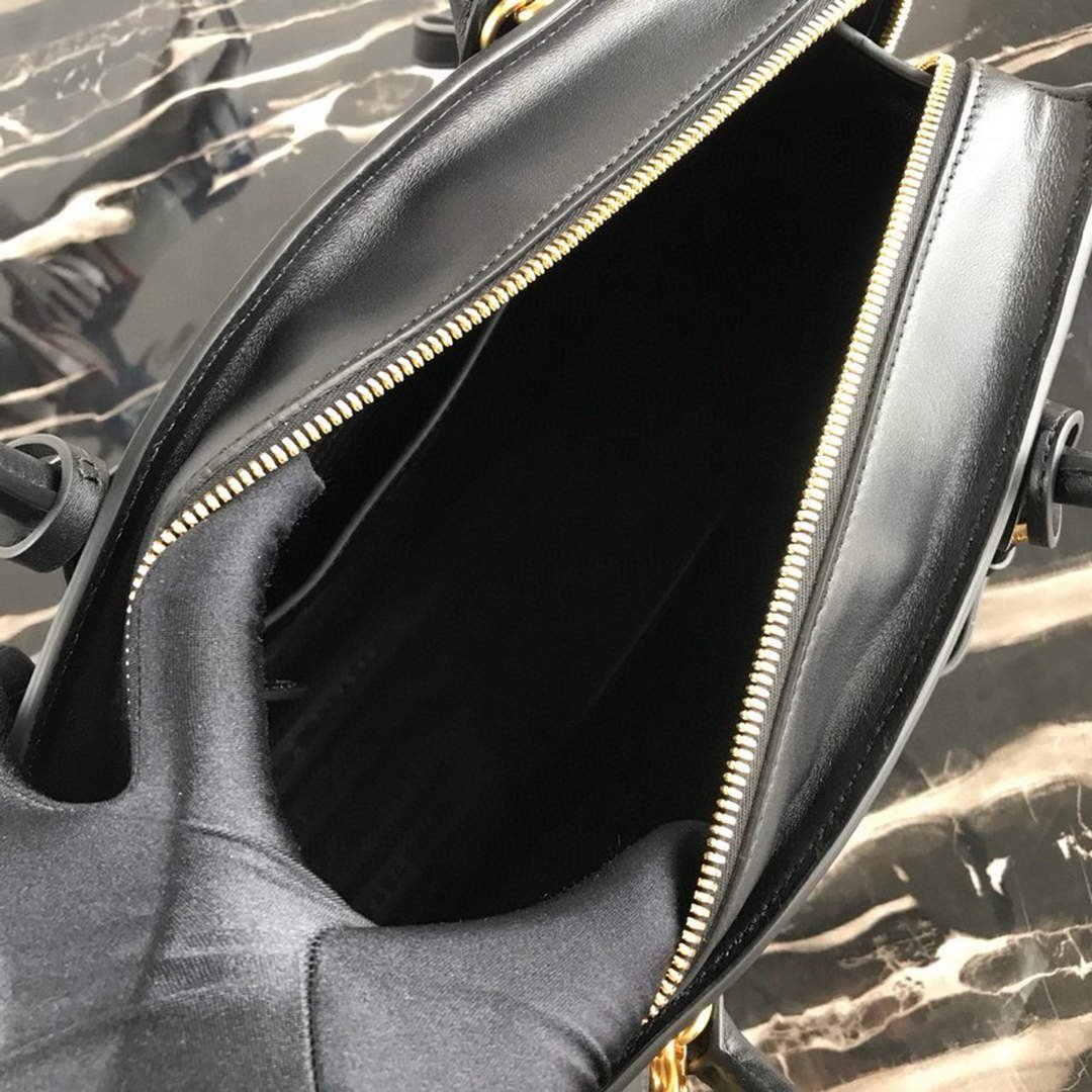 Replica Prada 1BA046 Medium Esplanade Leather Tote Bag Grey and Black
