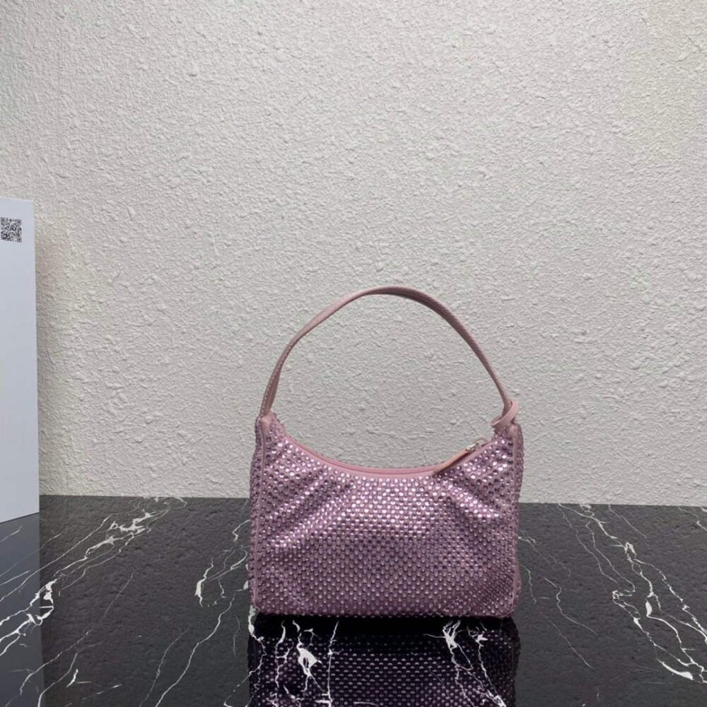 Prada 1NE515 Satin mini-bag with artificial crystals Pink