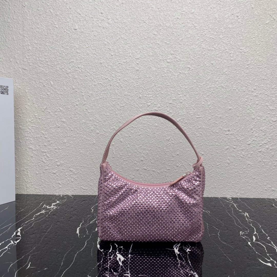 Prada 1NE515 Satin mini-bag with artificial crystals Pink