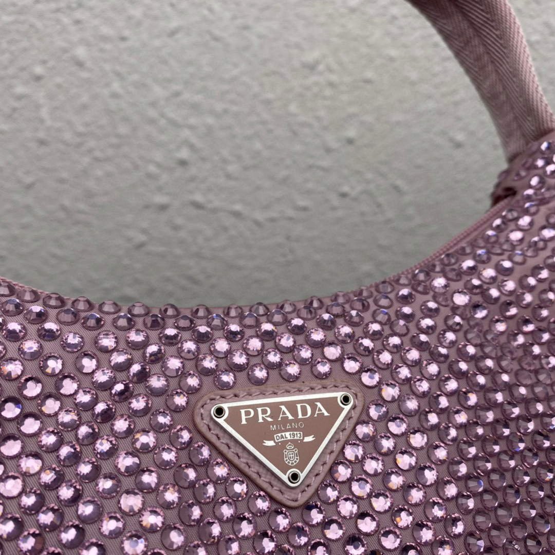 Prada 1NE515 Satin mini-bag with artificial crystals Pink