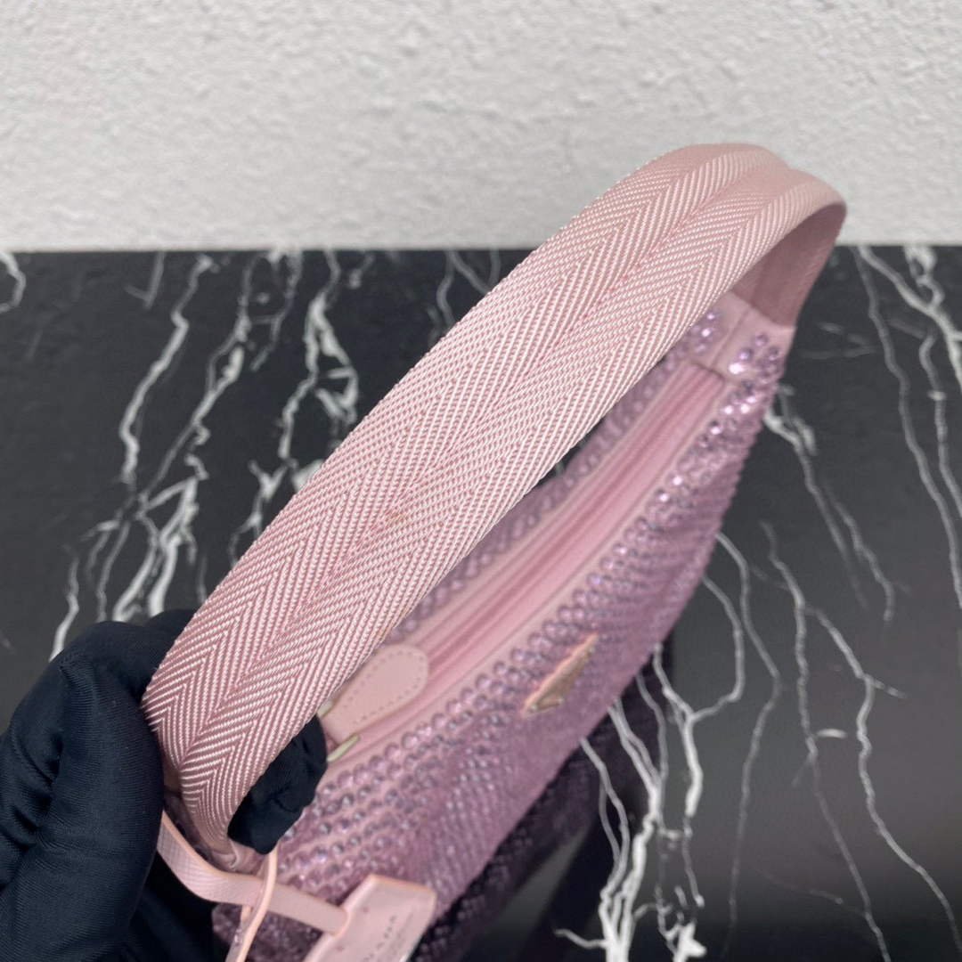 Prada 1NE515 Satin mini-bag with artificial crystals Pink