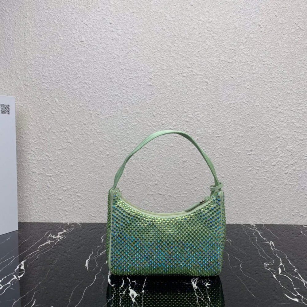 Prada 1NE515 Satin mini-bag with artificial crystals Green