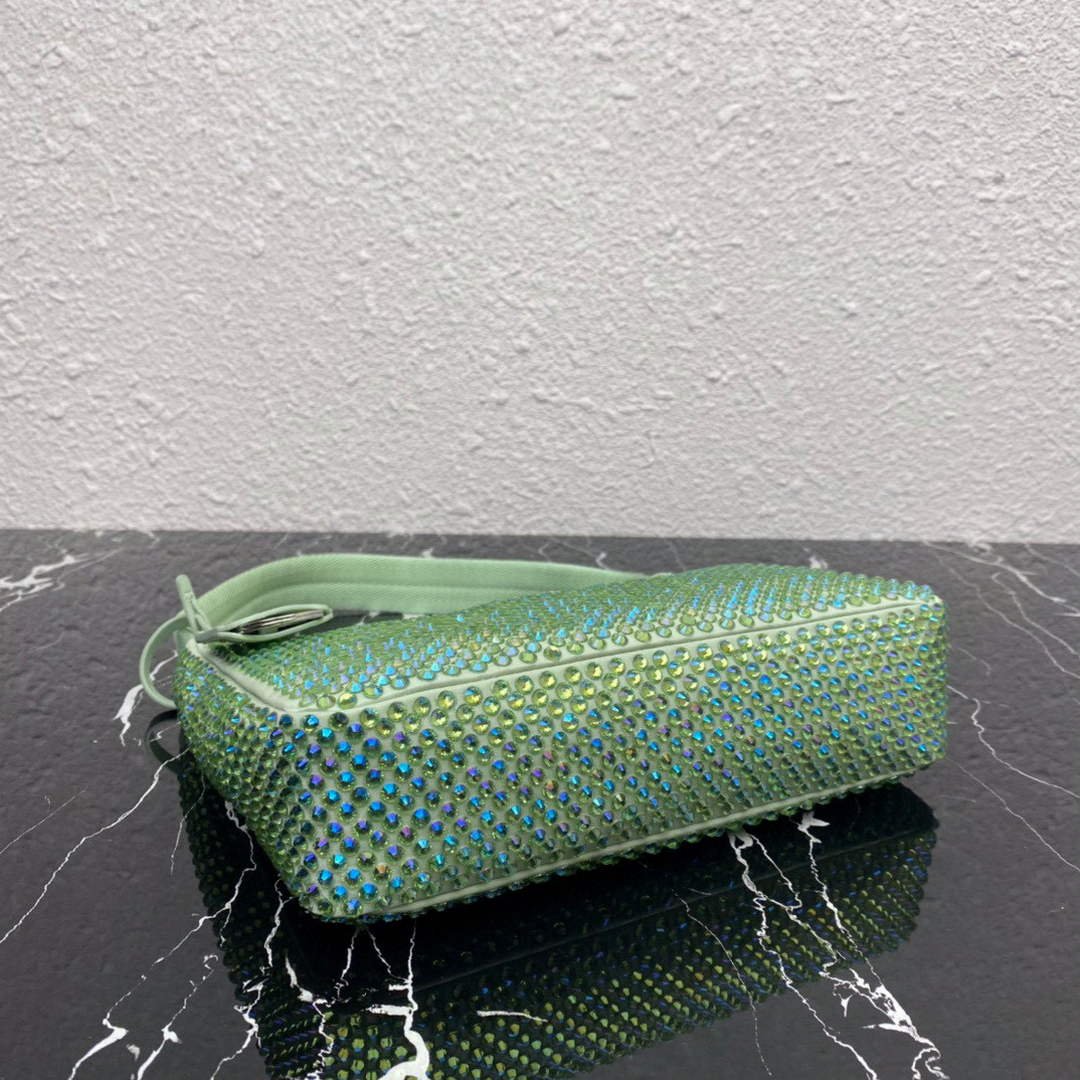 Prada 1NE515 Satin mini-bag with artificial crystals Green