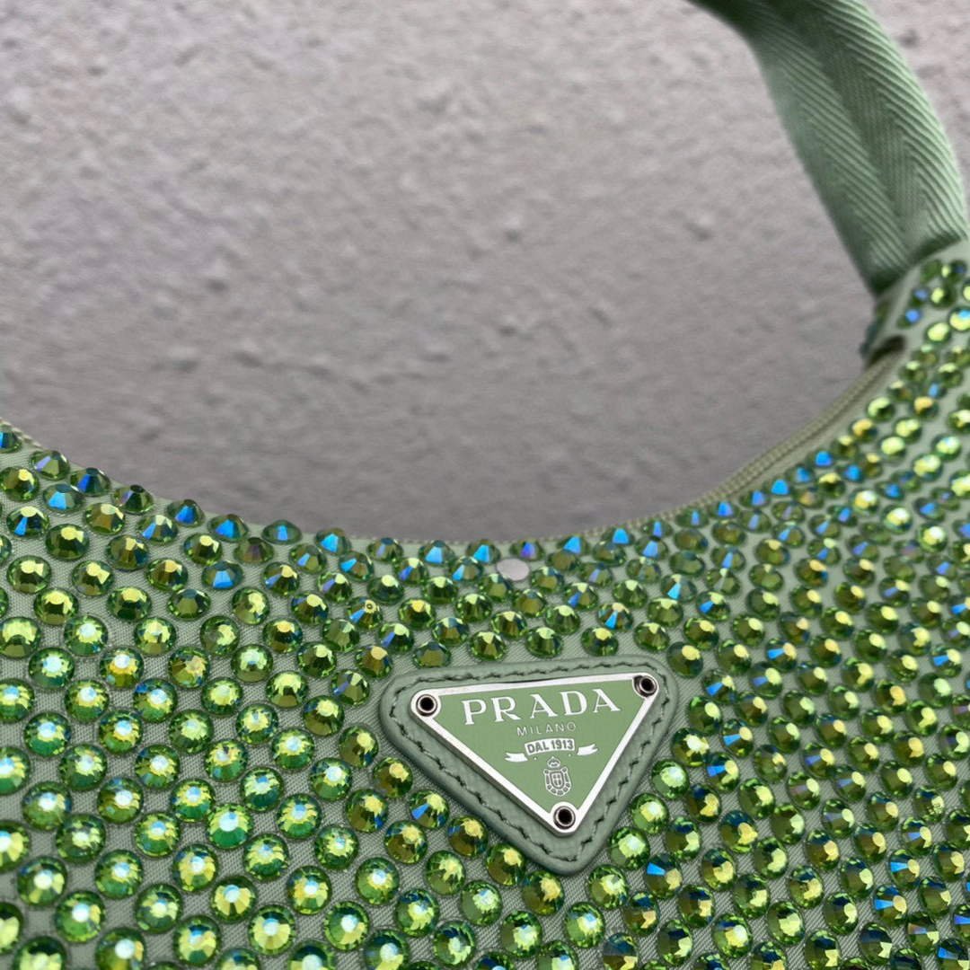 Prada 1NE515 Satin mini-bag with artificial crystals Green