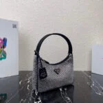 Prada 1NE515 Satin mini-bag with artificial crystals Black