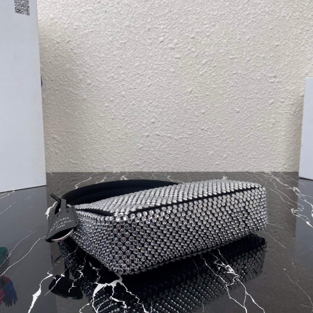 Prada 1NE515 Satin mini-bag with artificial crystals Black