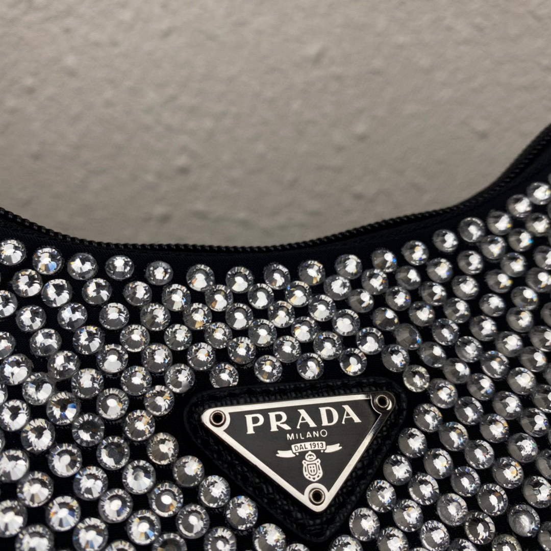Prada 1NE515 Satin mini-bag with artificial crystals Black