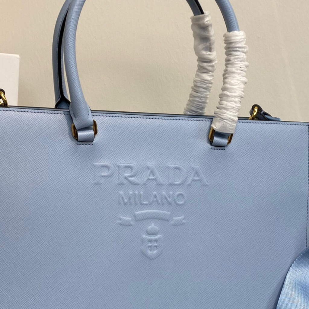 Prada 1BA335 Large Saffiano leather handbag Blue