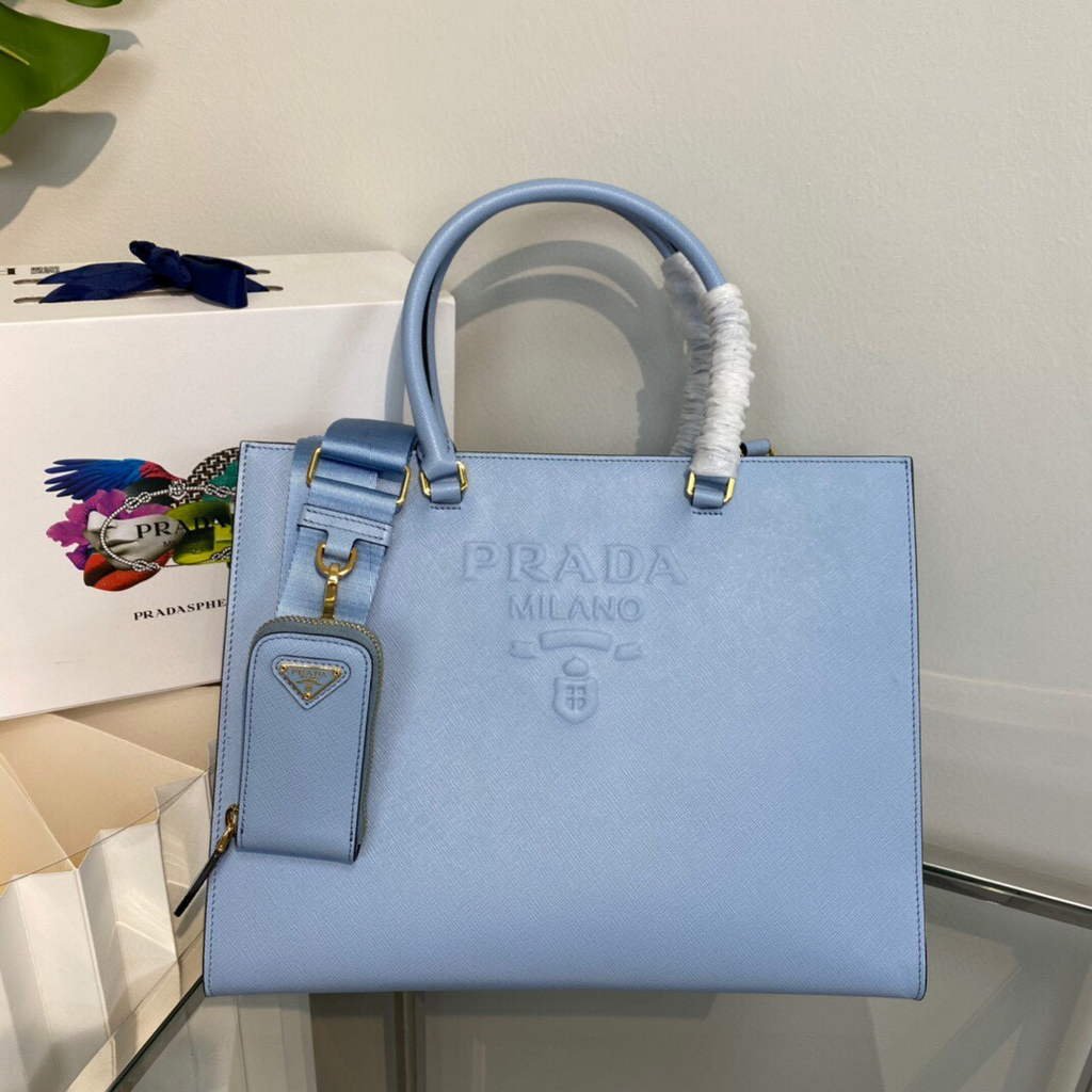 Prada 1BA335 Large Saffiano leather handbag Blue