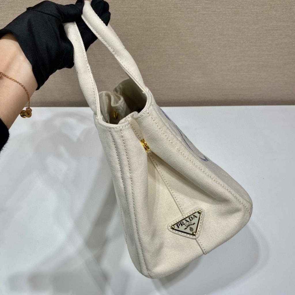 Replica Prada 1BG439 Denim Tote bag White