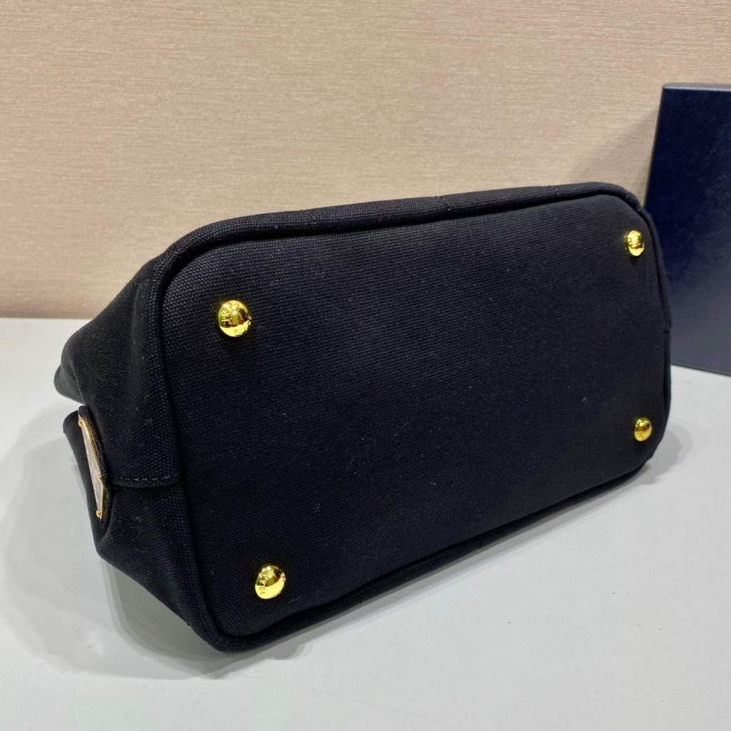 Replica Prada 1BG439 Denim Tote bag Black and white
