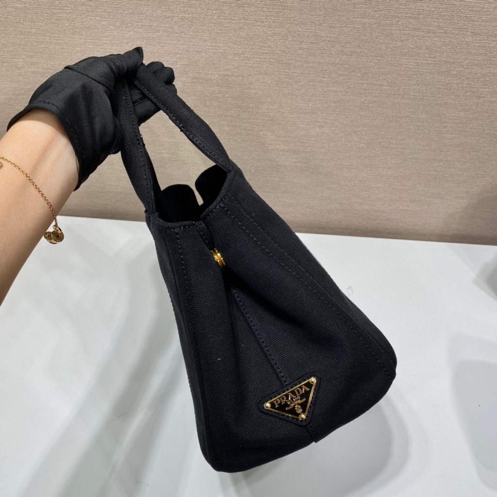 Replica Prada 1BG439 Denim Tote bag Black and white