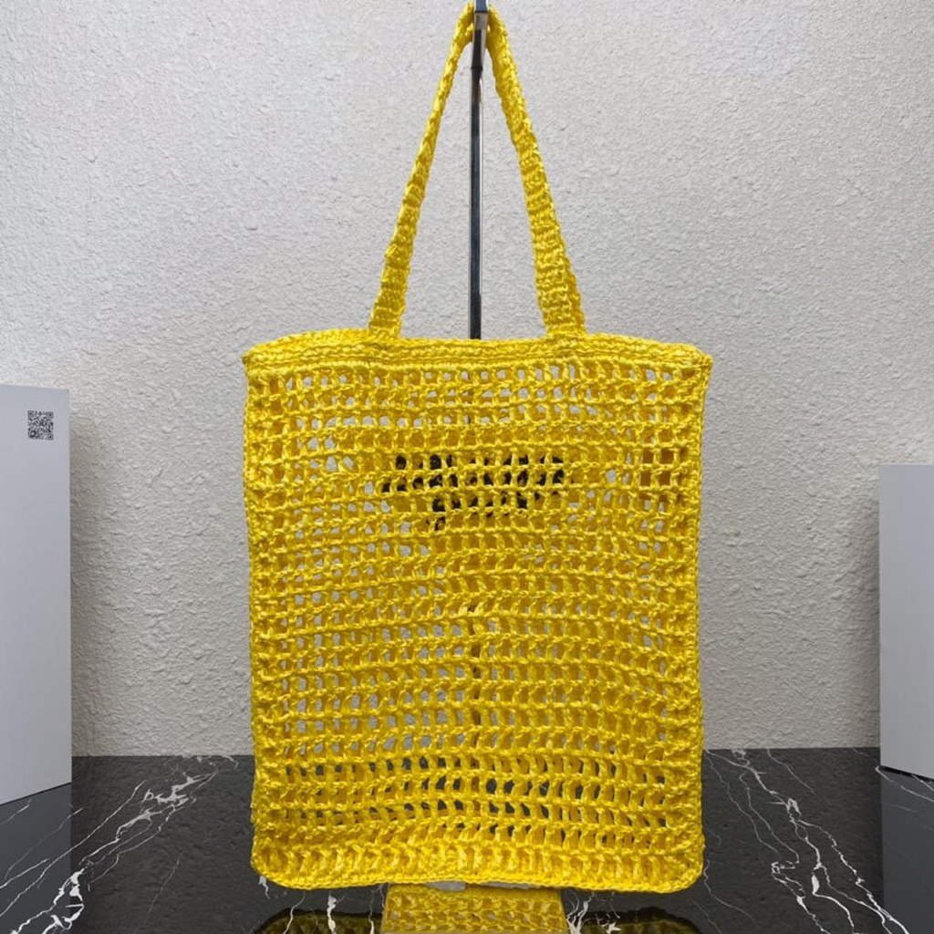 Replica Prada 1BG393 Raffia tote bag Yellow