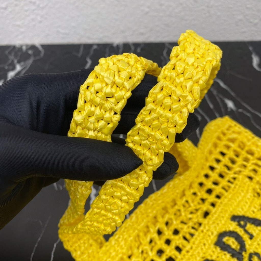Replica Prada 1BG393 Raffia tote bag Yellow